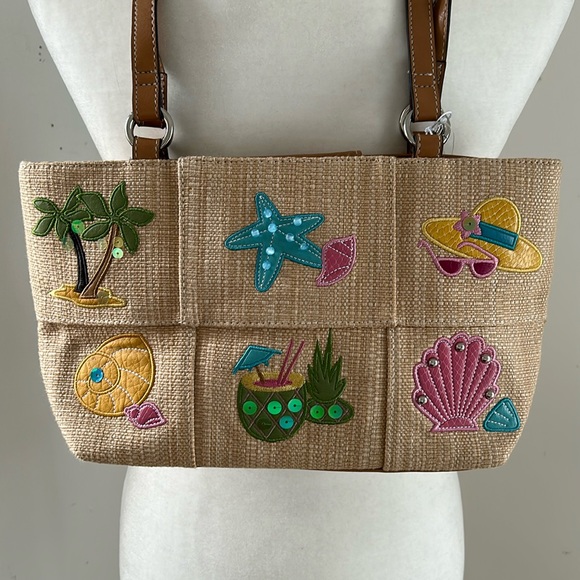 Rosetti Handbags - Rossetti Faux Straw/Leather Pastel Summer Bag NWT